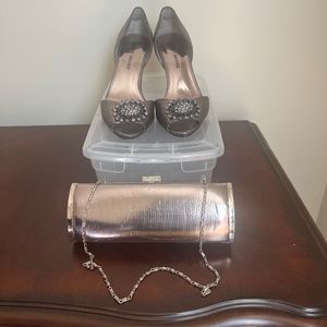 Audrey Brooke Women's Rhinestone High Heels Stiletto Size 8.5 M  matching clutch